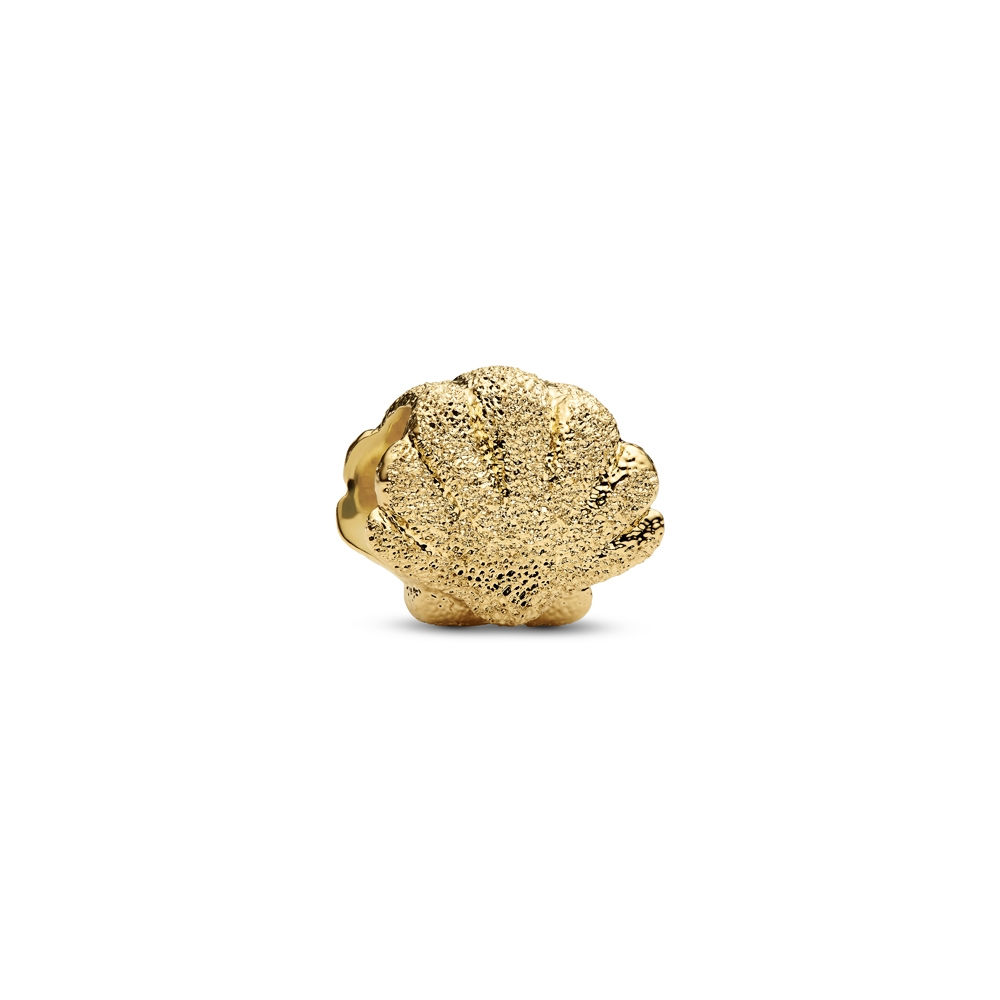 Pandora Textured Shell Mini Gold Plated Charm