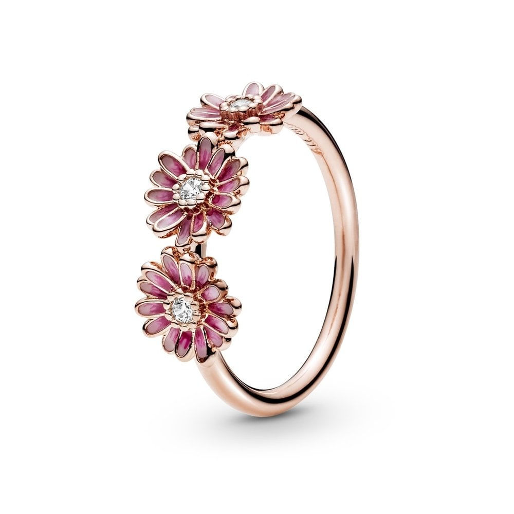 Pandora Rose Sparkling Pink Daisy Flower Trio Ring