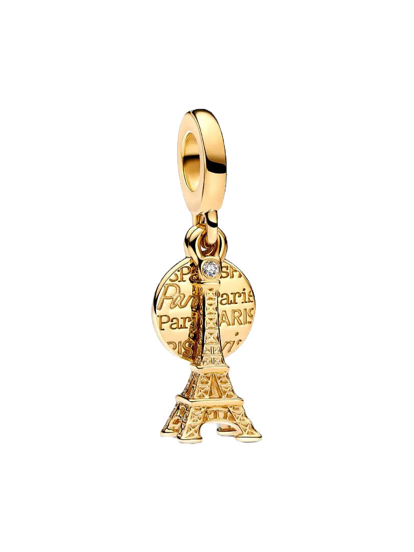 Pandora Moments Gold Plated Lab Grown Diamond Eiffel Tower Charm