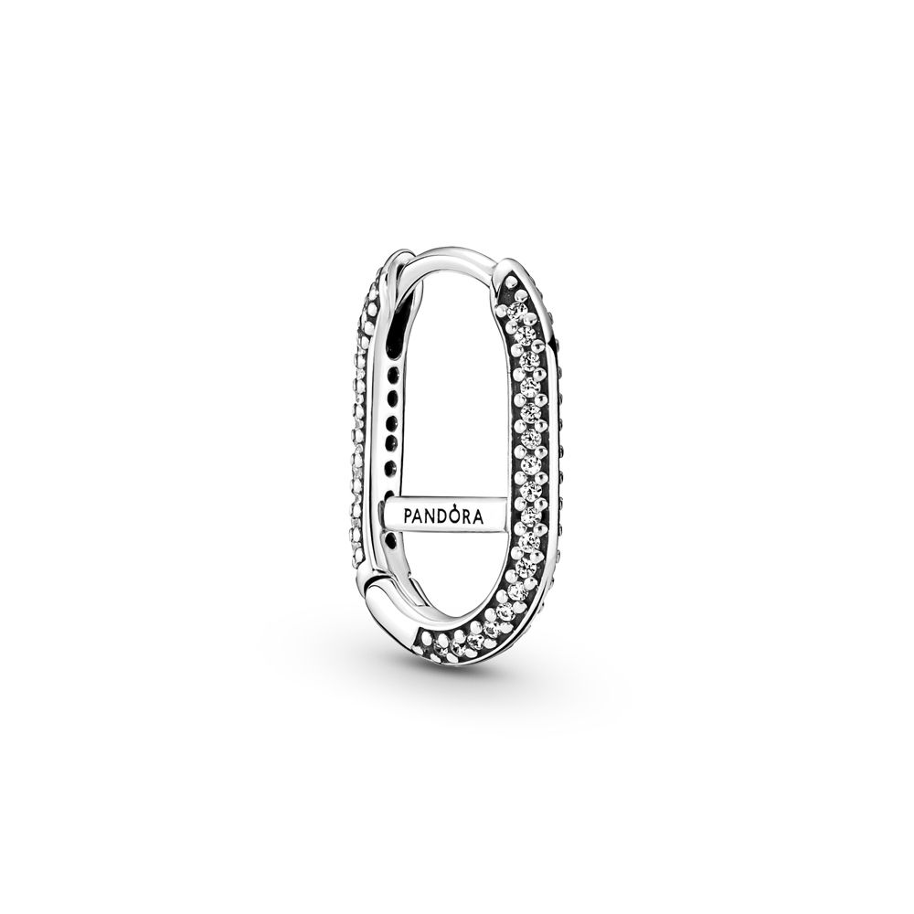 Pandora Pavé Link Single Silver Hoop Earring