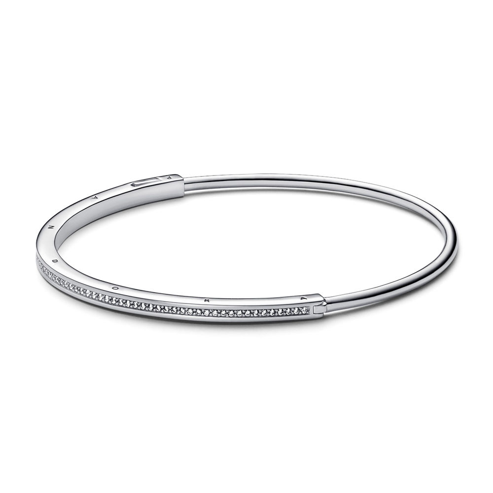 Pandora Silver Signature Pavé I-D Bangle
