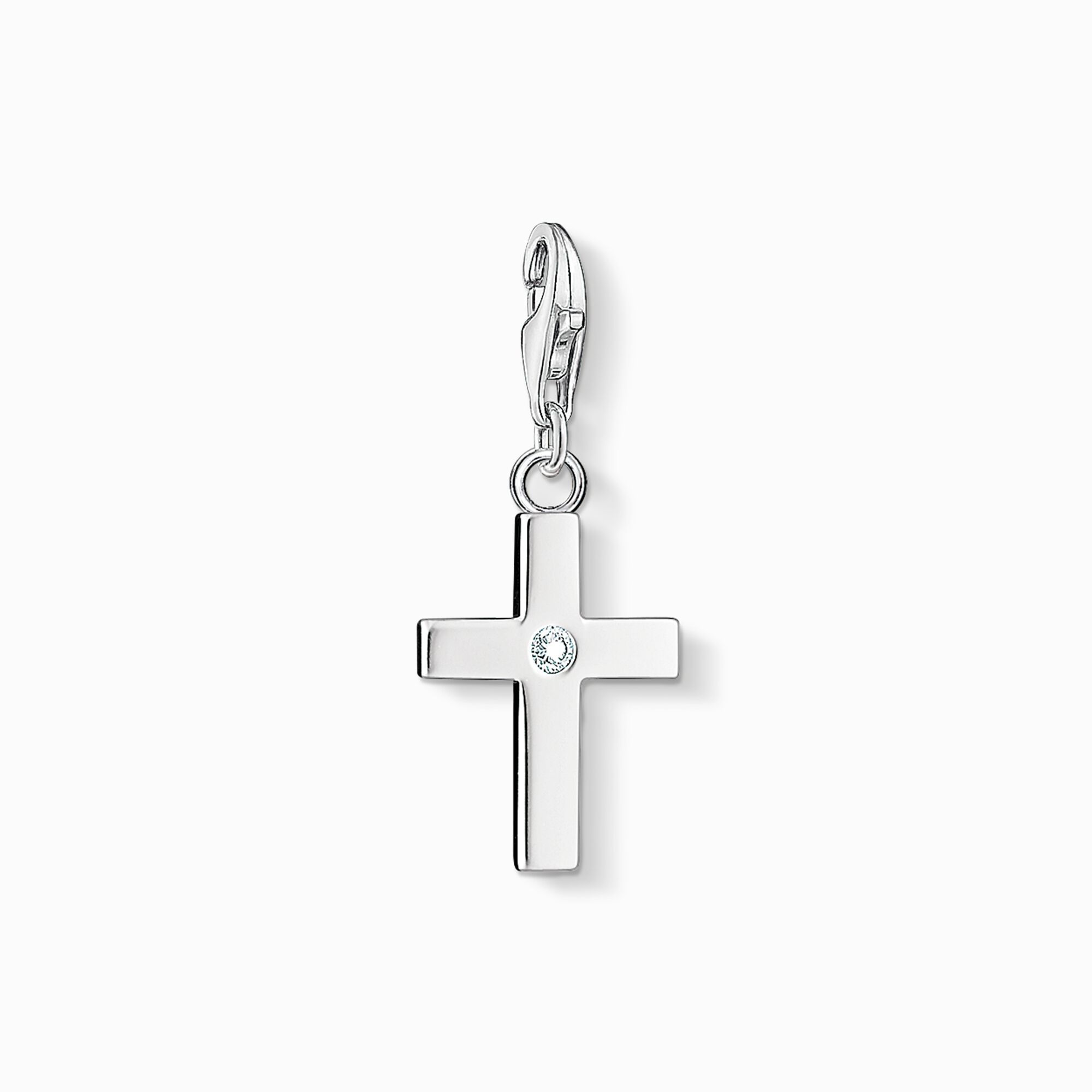 Thomas Sabo Sterling Silver Polished Clear CZ Cross Charm