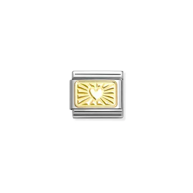 Nomination Classic Gold Love Heart on Etched Plate Charm Link - 030121/58
