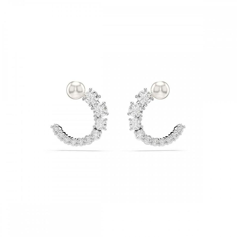 Thumbnail: Swarovski Rhodium Matrix Stud Circle Hoop Earrings