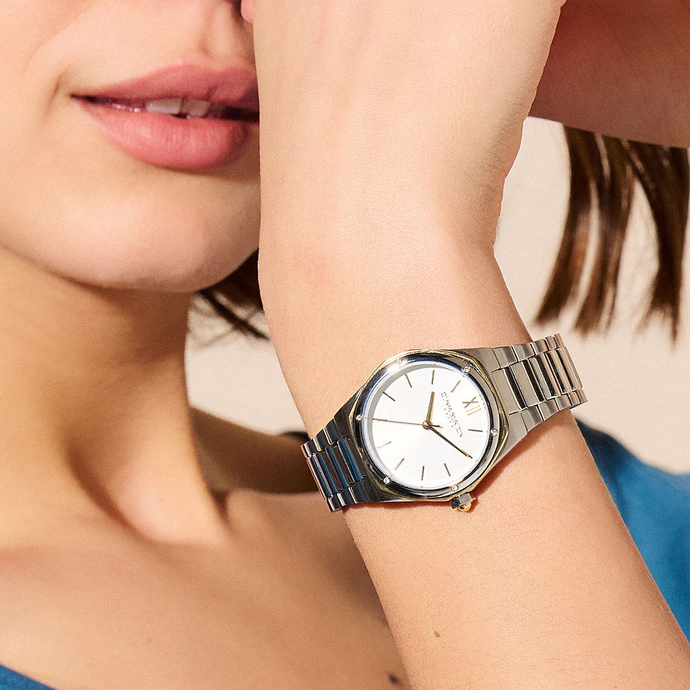 Thumbnail: Olivia Burton Sports Luxe 33mm Hexa Silver Yellow Gold Watch 24000031