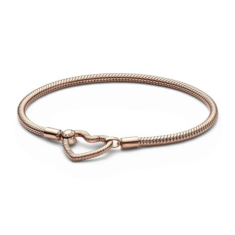 Pandora Open Heart Rose Gold Tone Bracelet - Size 19c