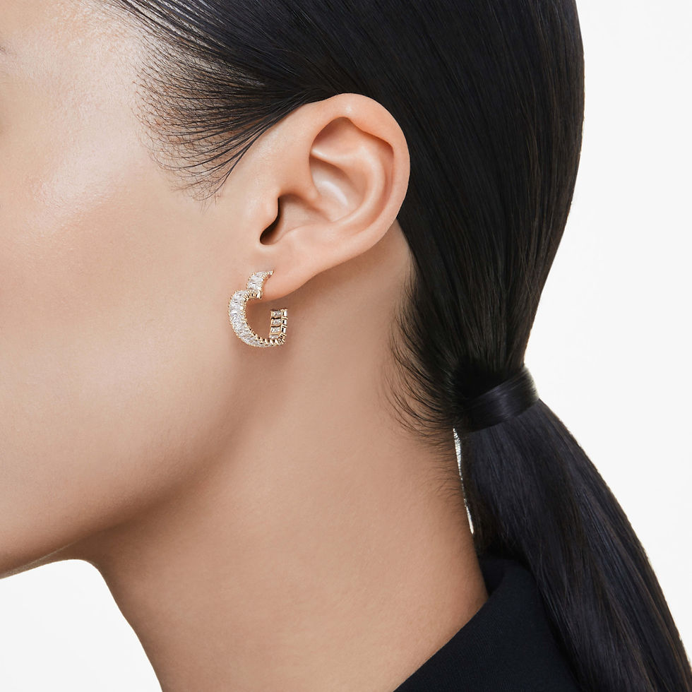 Thumbnail: Swarovski Matrix HeartBaguette Cut Hoop Earrings