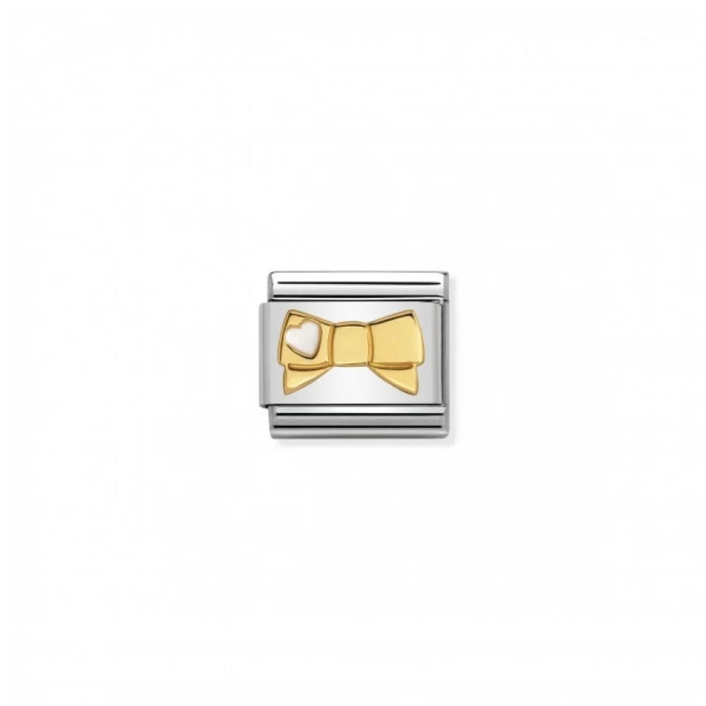 Nomination Gold Classic Bow Tie with Heart Charm Link