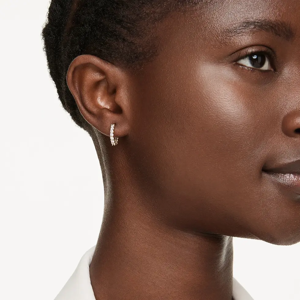Thumbnail: Swarovski Matrix Vittore Gold Tone Small Hoop Earrings