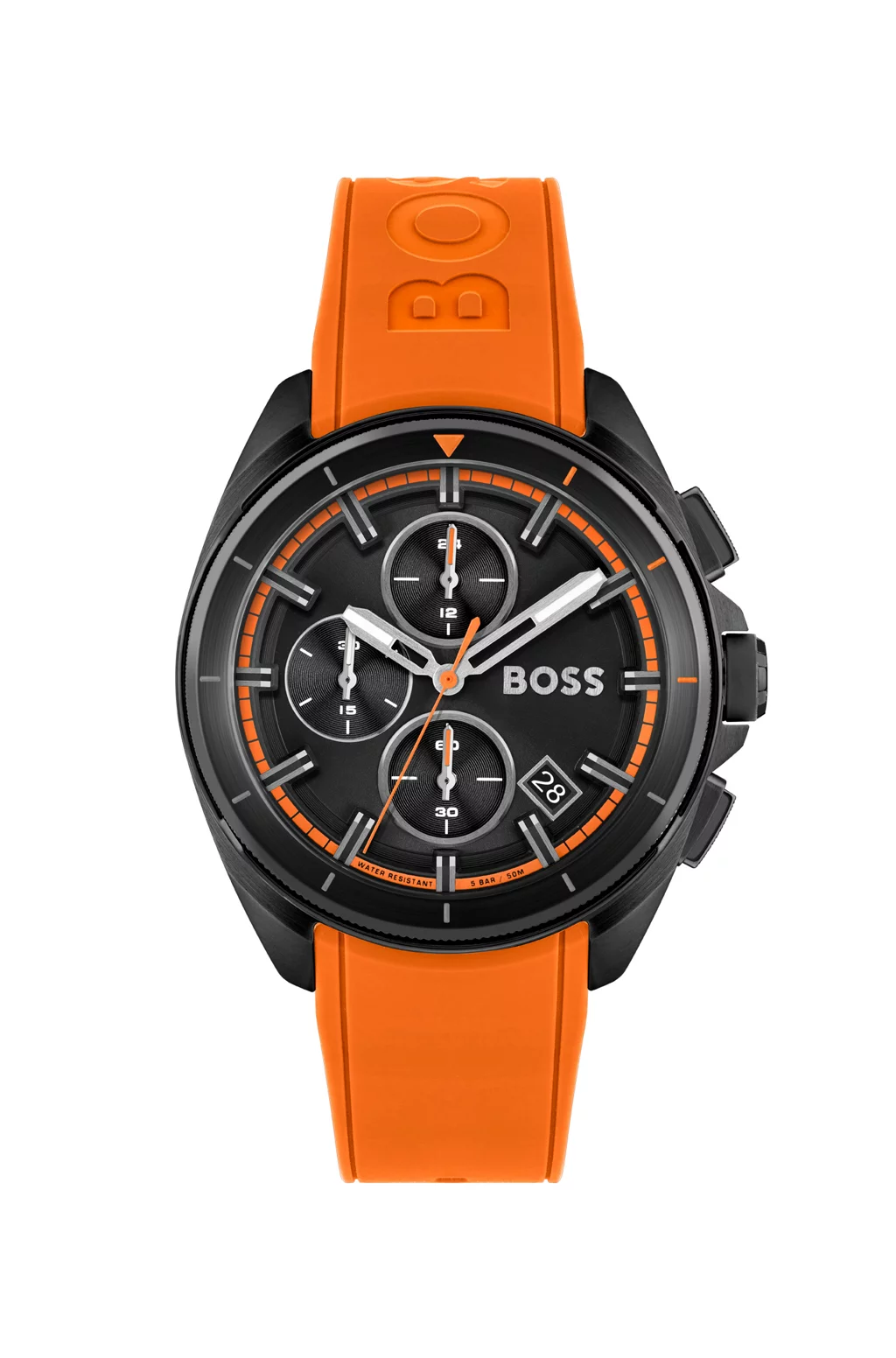 Boss Volane Chronograph Orange Silicone Strap Watch 1513957