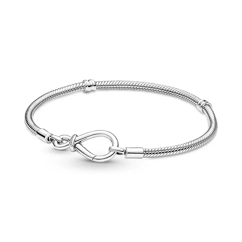 Pandora Silver Infinity Knot Clasp Snake Chain Bracelet