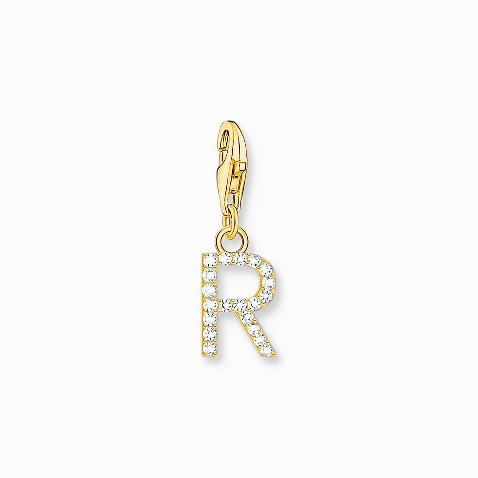 Thomas Sabo Charm pendant R letter with white stones gold plated