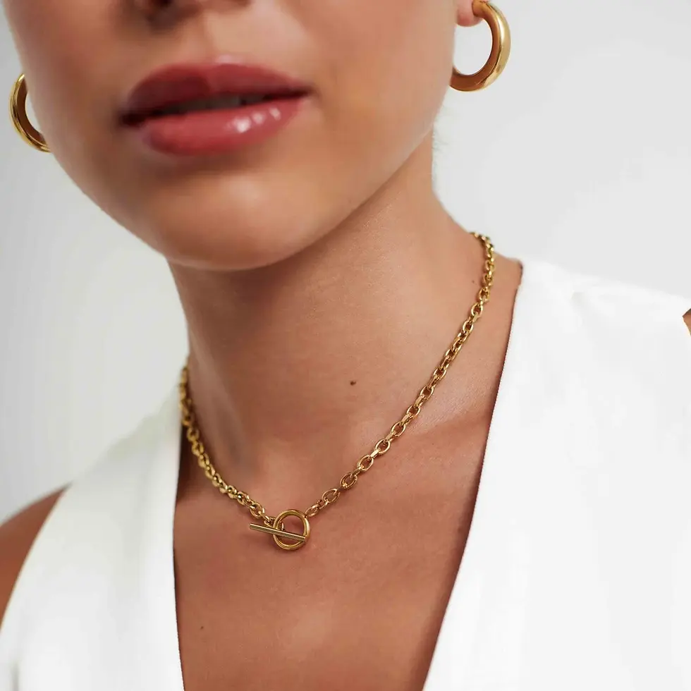 Thumbnail: D.Louise Cuban Choker T Bar Necklace Gold Plated
