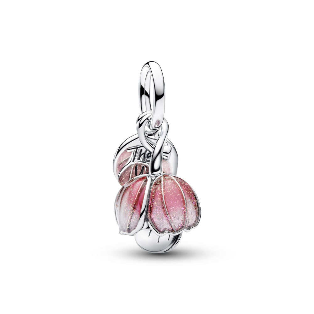 Pandora Two Tone Blooming Flower Silver Dangle Charm
