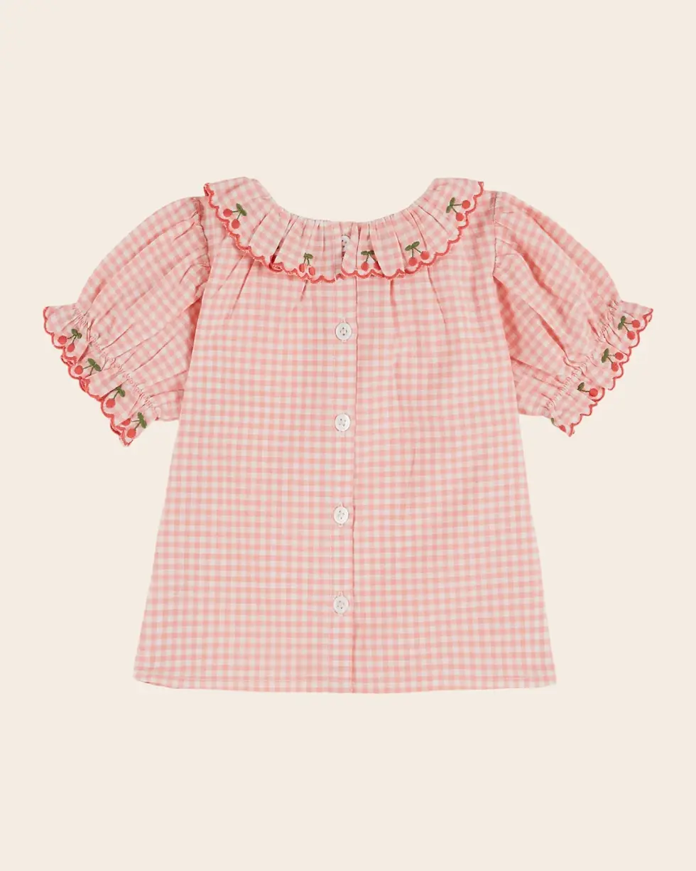 Thumbnail: Baby Top, Red Gingham Strawberry - Emile et Ida