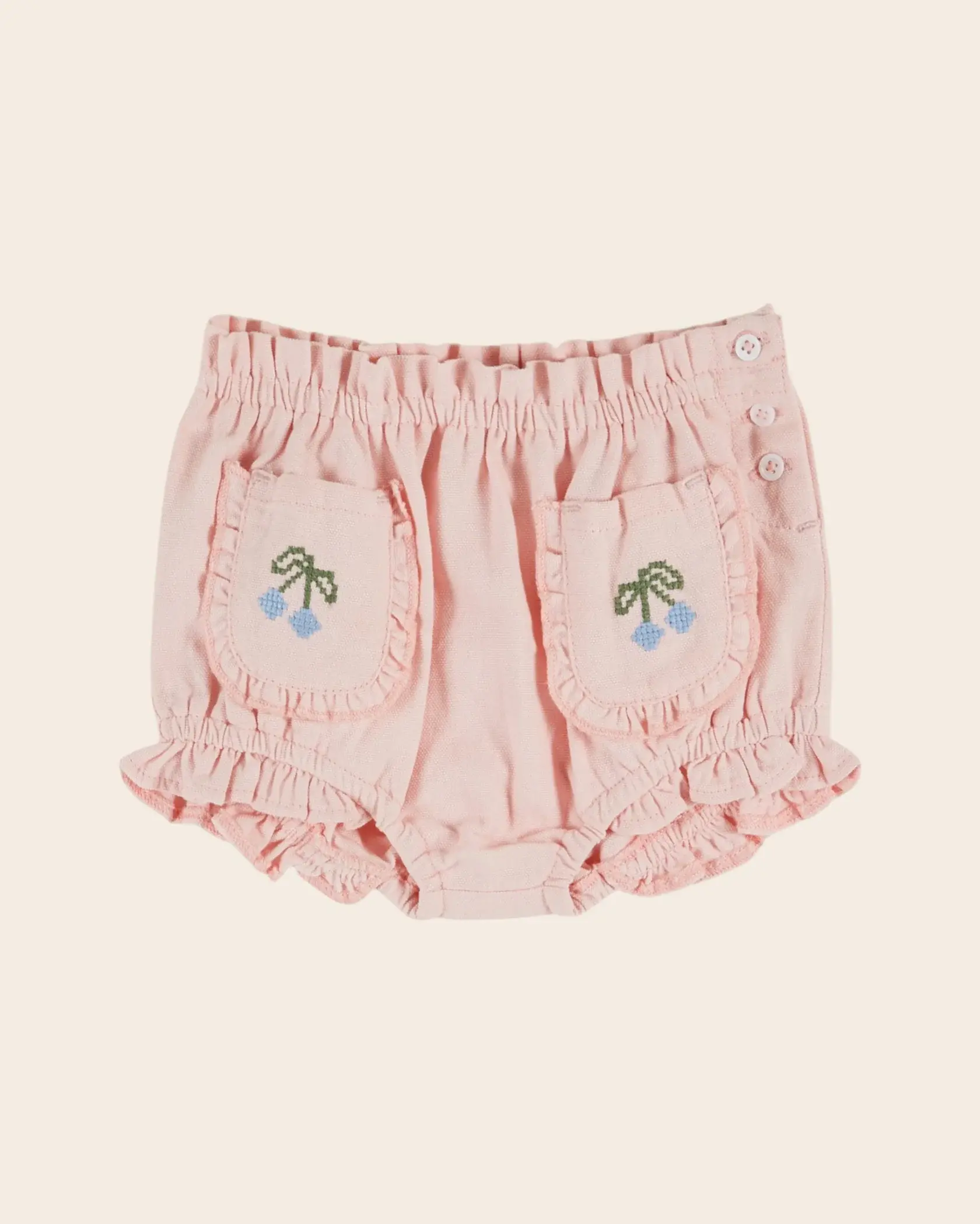 Bloomer, Pink Embroidered Pockets - Emile et Ida