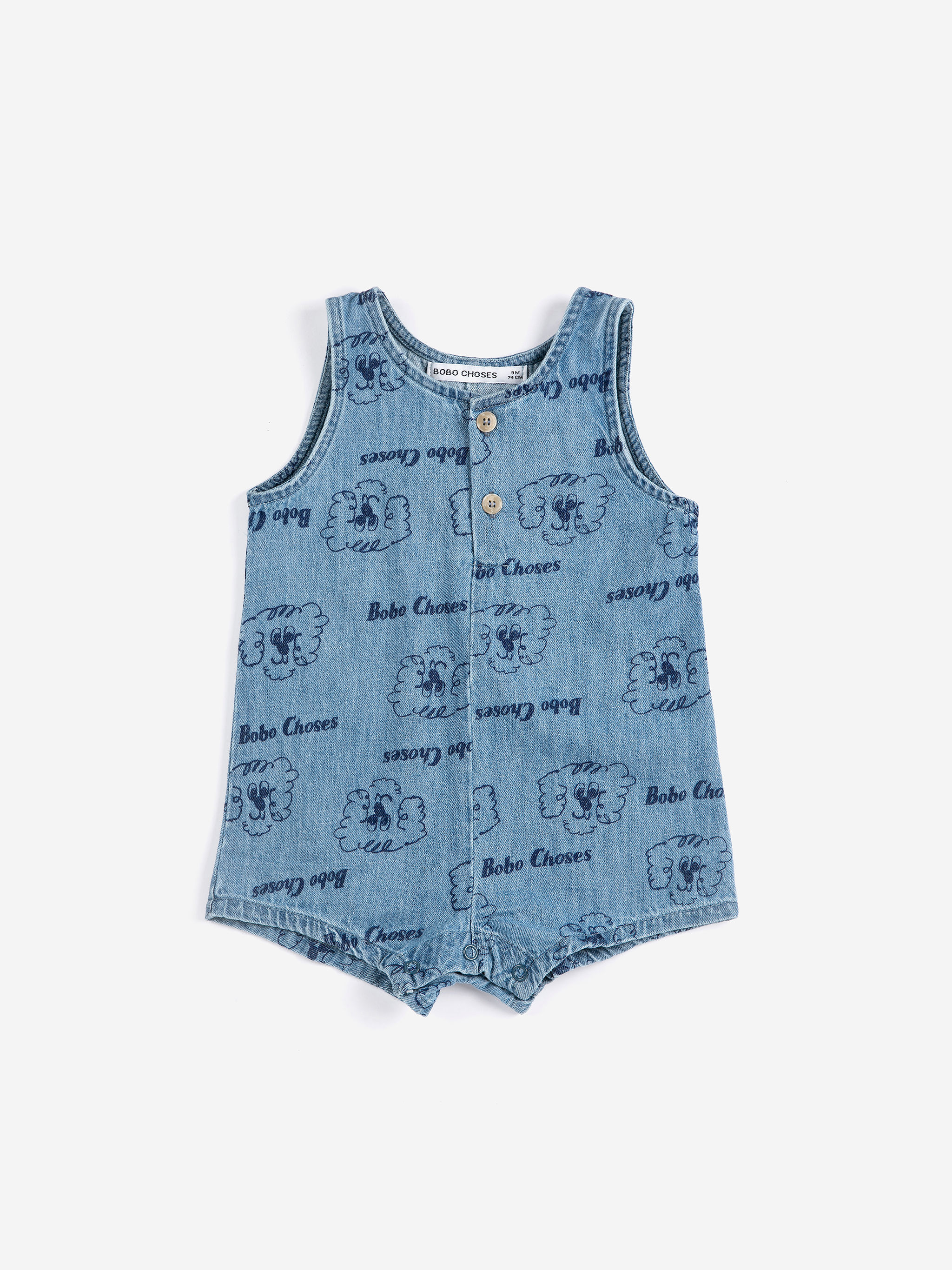 Baby Pickles The Dog All Over Denim Playsuit - Bobo Choses
