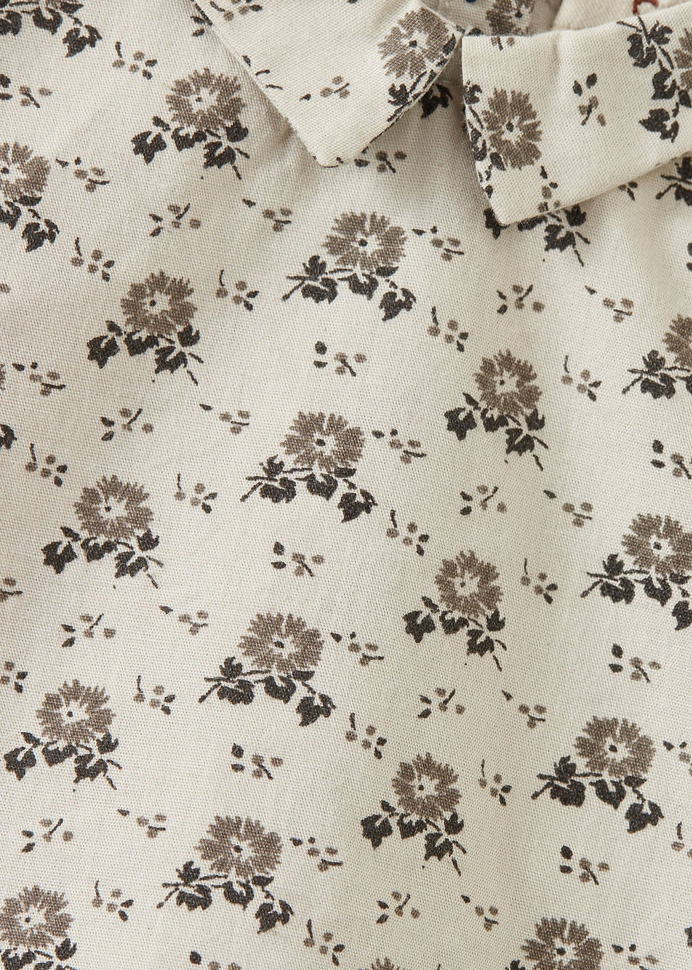 Thumbnail: Carrot Baby Shirt, Polka Flower - Caramel