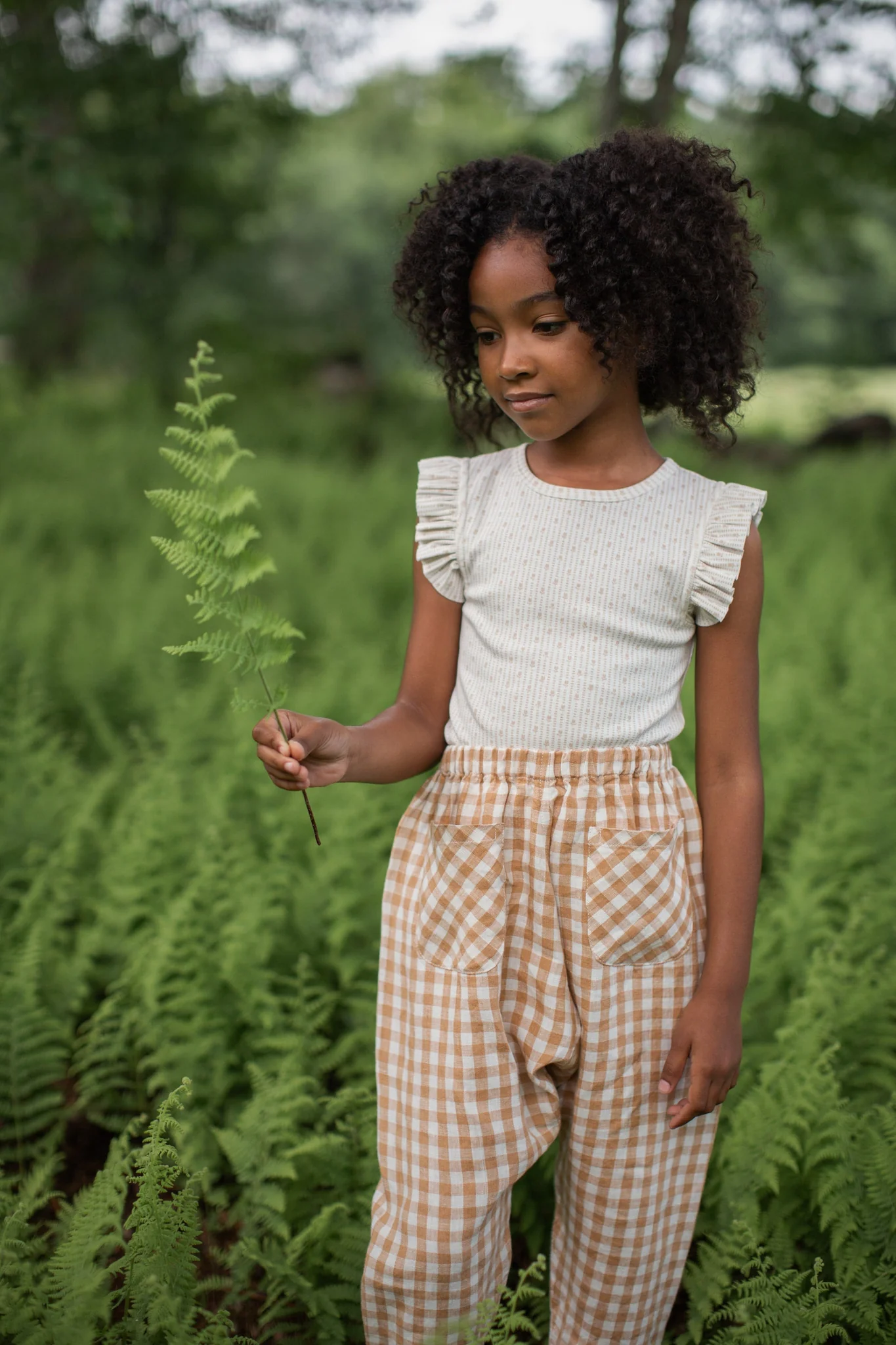Green clearance gingham trousers