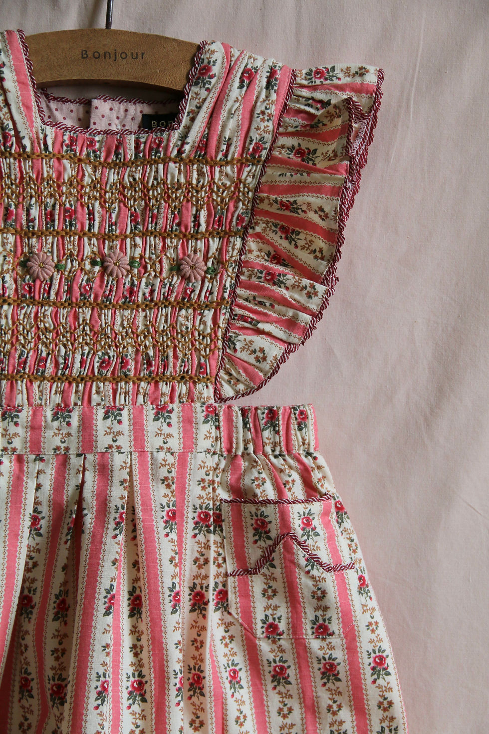 Thumbnail: Apron Dress, Tapestry Pink Stripe Print - Bonjour Diary