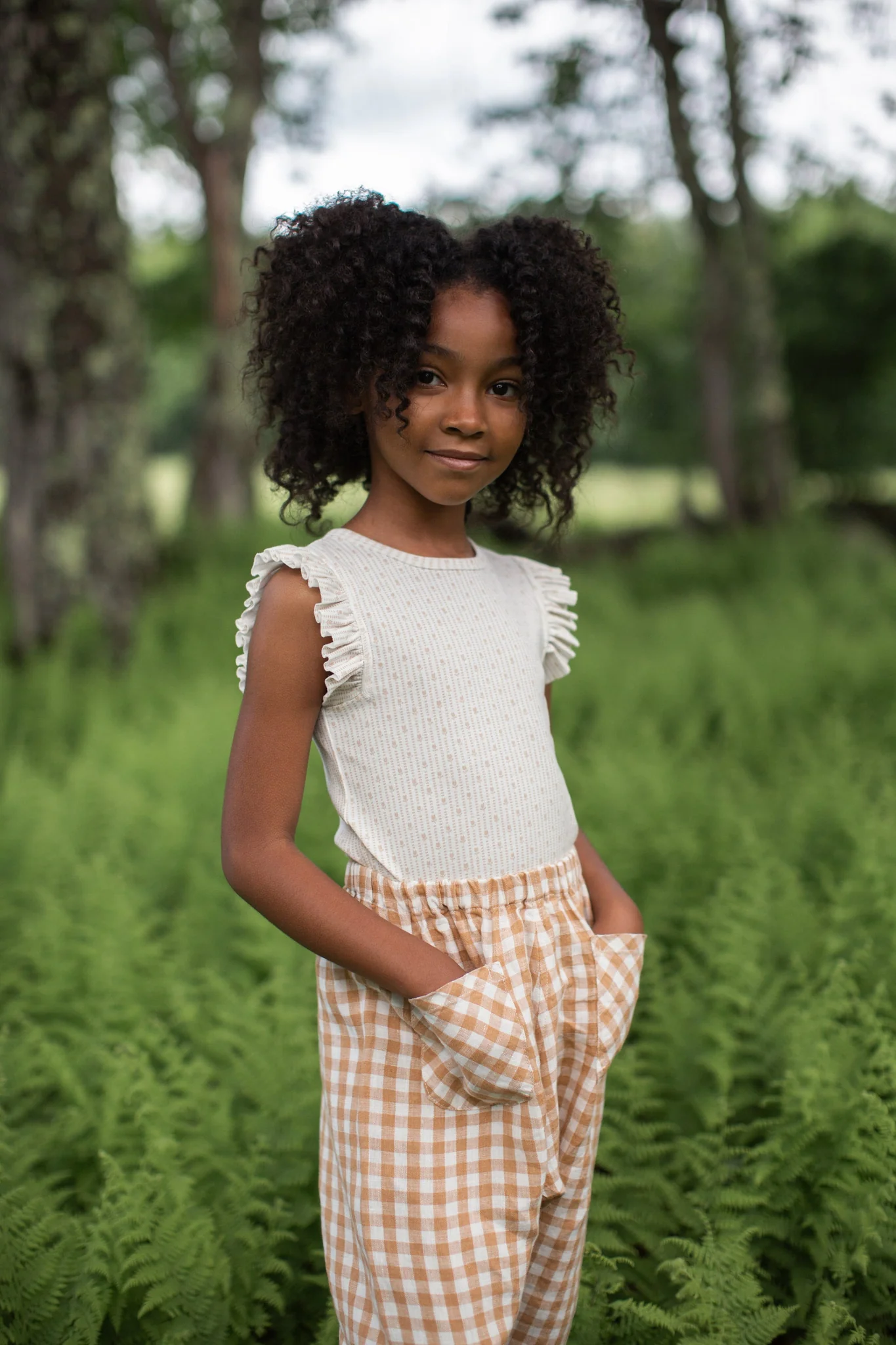 Green store gingham trousers