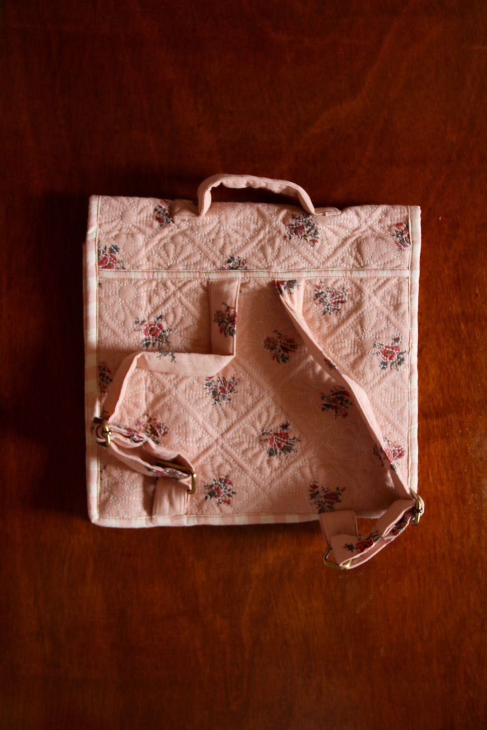 Thumbnail: Quilted School Bag, Garden Flowers Pink - Bonjour Diary