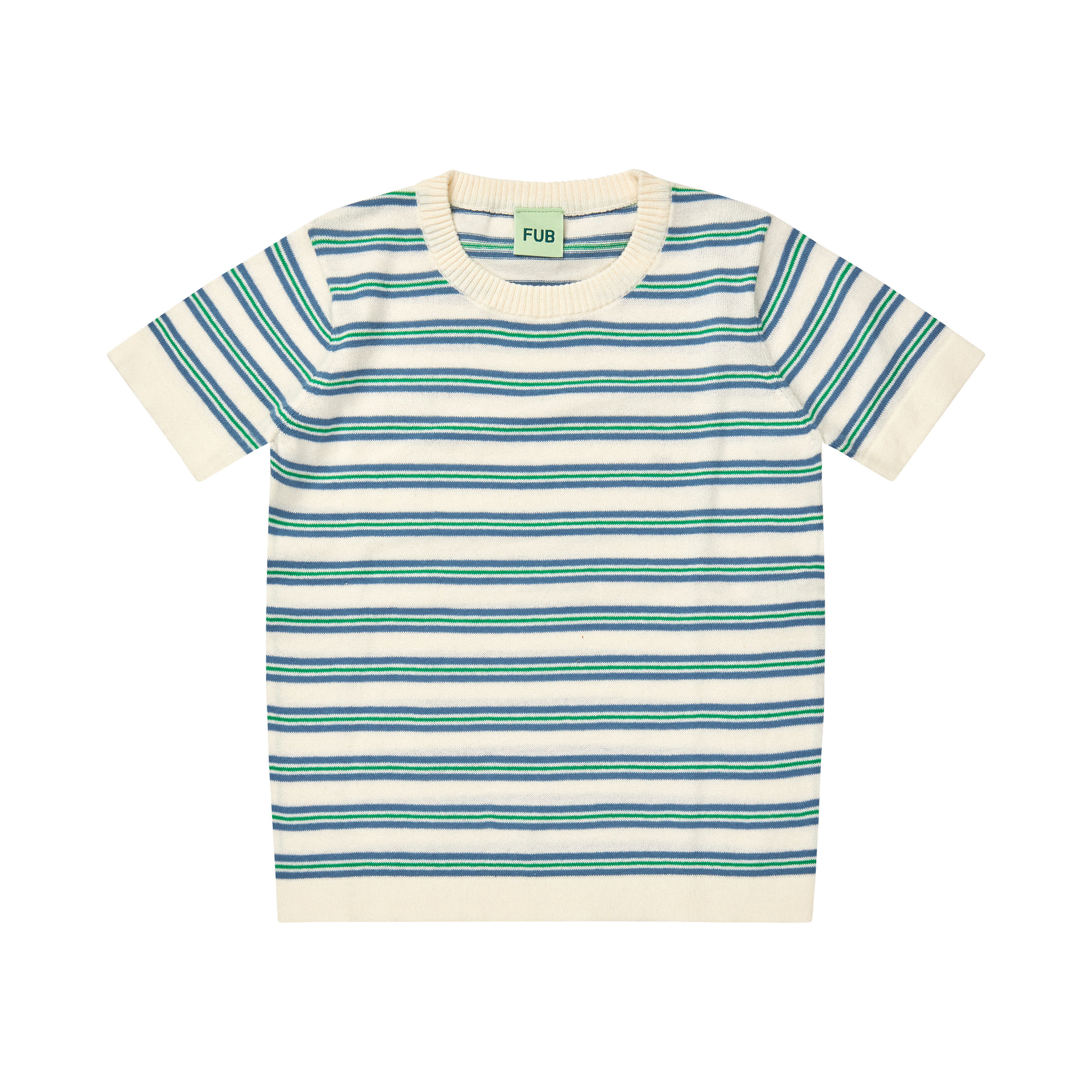 Stripes T-shirt, Ecru/Washed Indigo - Fub