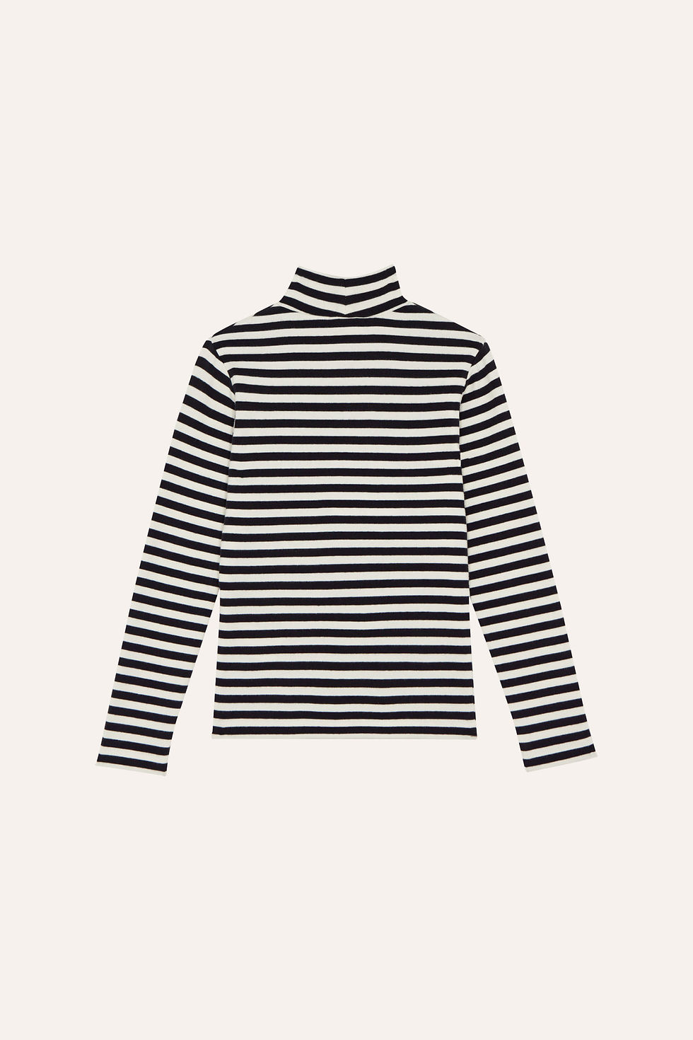 Thumbnail: Stripes Turtle Neck T-shirt, Grey - The Campamento