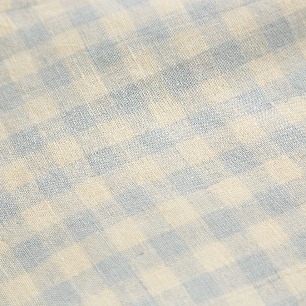 Thumbnail: Mother May I Blouse, Powder Blue Check Linen  - Nellie Quats