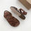 Thumbnail: Floral Strap Sandals, Cacao - PèPè