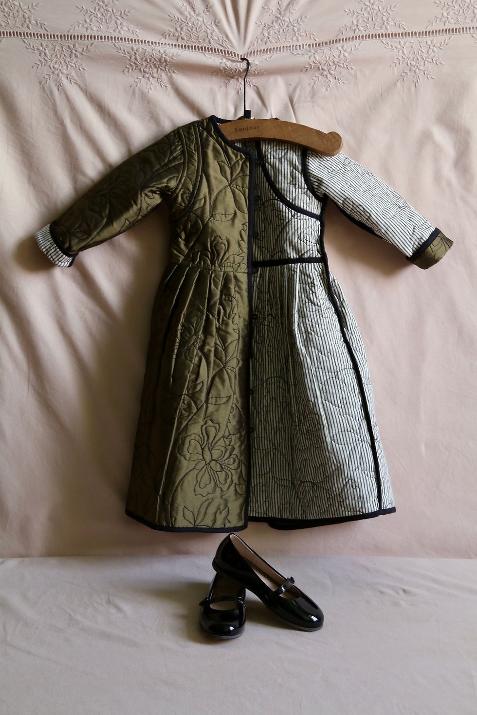 Thumbnail: Dress Coat, Kaki taffeta - Bonjour Diary