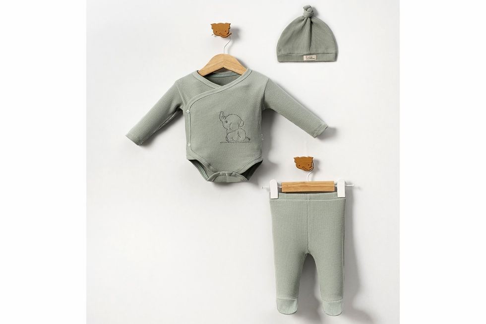 Bebek Giyim 3lü gri takım