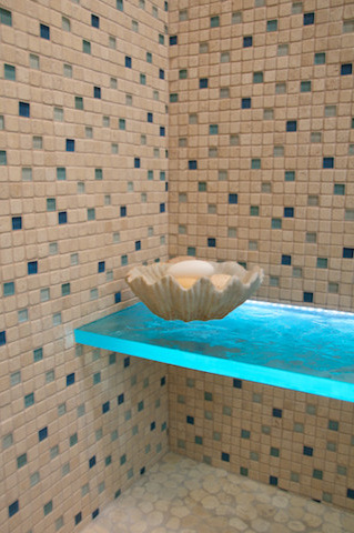 Floating Glass Shower Bench W Led Lighting