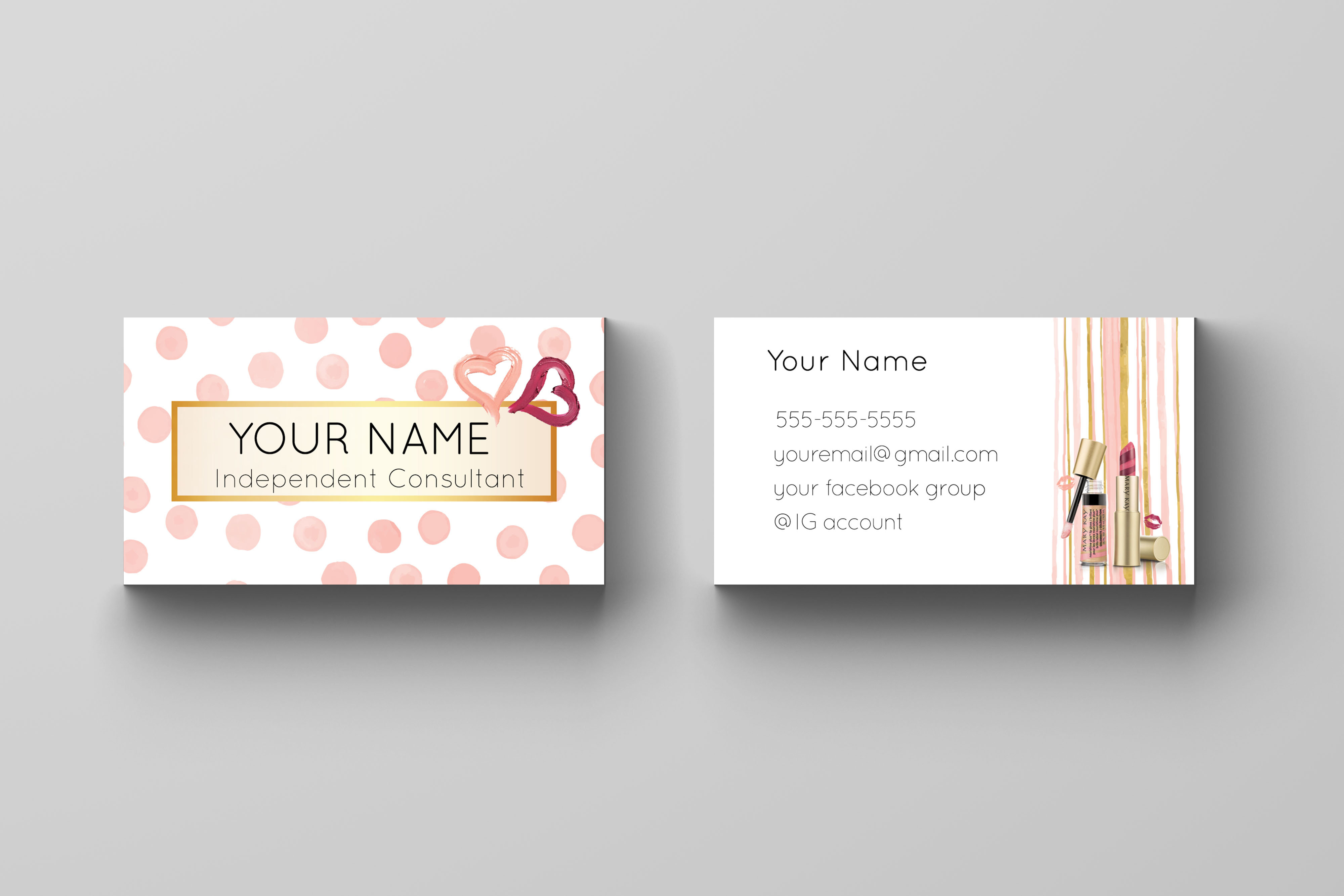 Mary Kay Business Card Watercolor Pink And Gold Kakaodesigns
