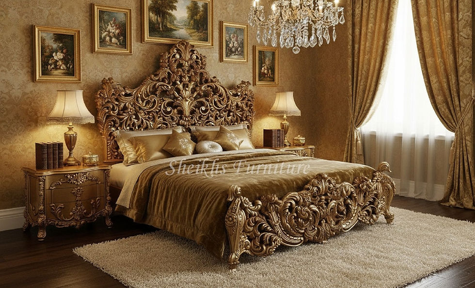 Heavy Sheesham Wood Carved Bed