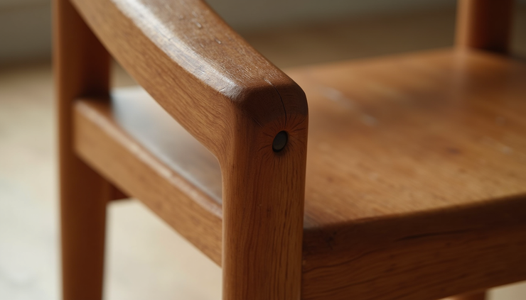 Close-up view of handcrafted sheesham wood chair showing natural grain and finish