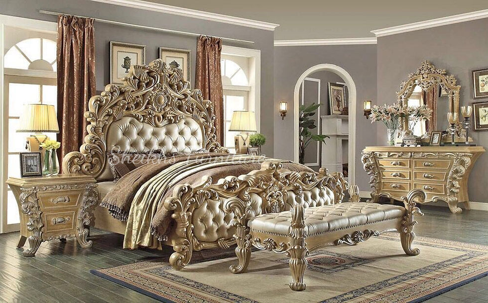 Upholstered Bed Set In Sheesham Wood