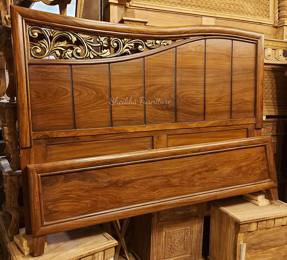 Solid Wood Plain King Size Bed