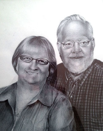 Ballpoint pen portrait drawing.
