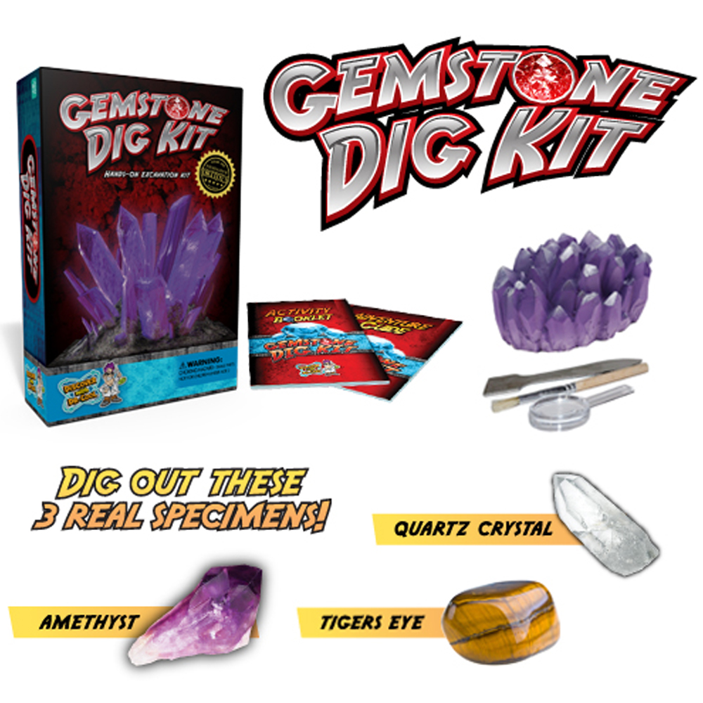 Kids Gemstone Dig Kit Real Samples Discover With Dr Cool