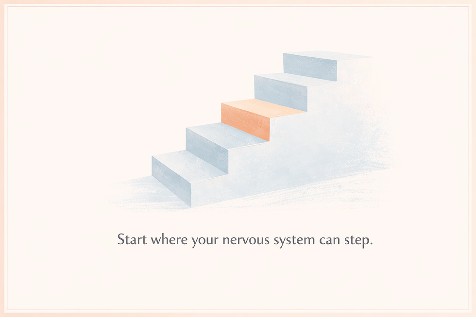 Small steps illustration showing how reducing cognitive load makes starting easier.