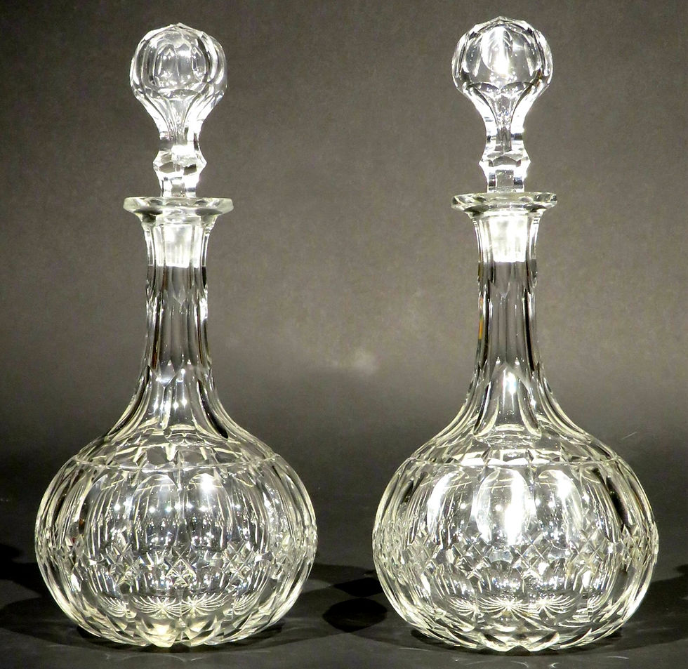 Thumbnail: A Fine Pair of ‘Shaft & Globe’ Cut Glass Decanters, England Circa 1880