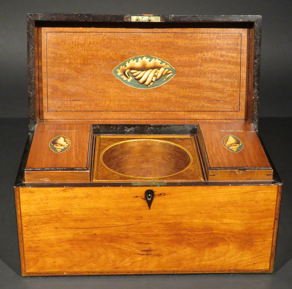 Thumbnail: A Fine George III Inlaid Satinwood Tea Caddy, England, Circa 1800