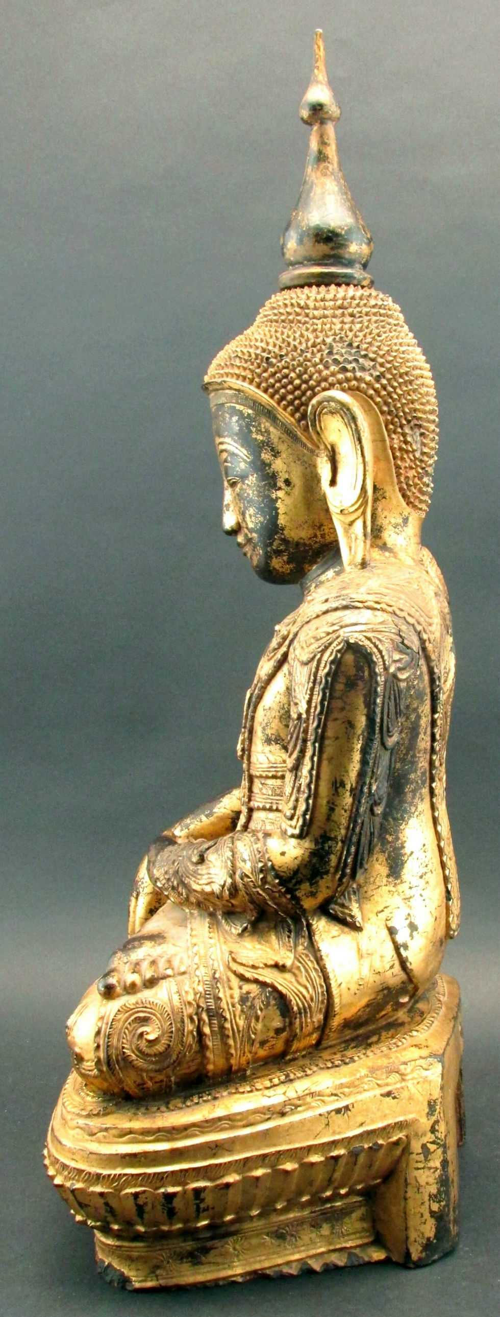 Thumbnail: A Finely Carved & Gilded 19th Century Giltwood Buddha, Burmese, Circa 1890