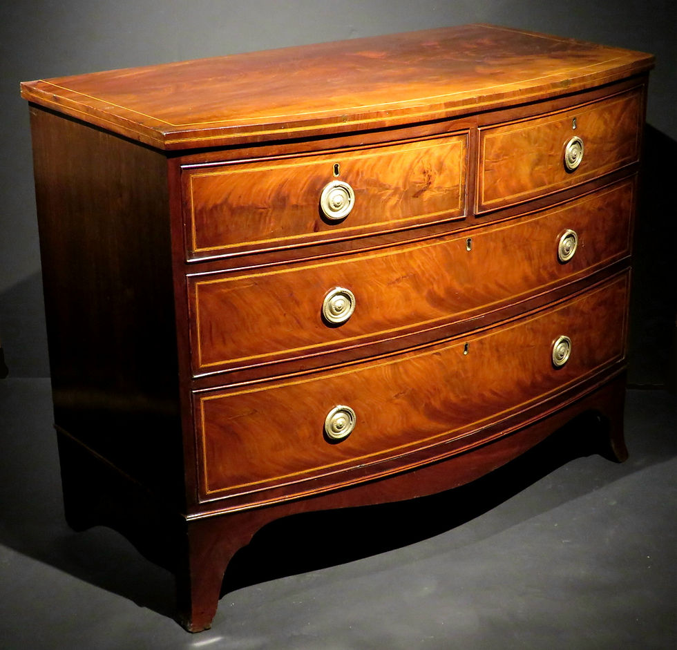 Thumbnail: George III Inlaid Mahogany Bow Fronted Chest of Drawers, England Circa 1810