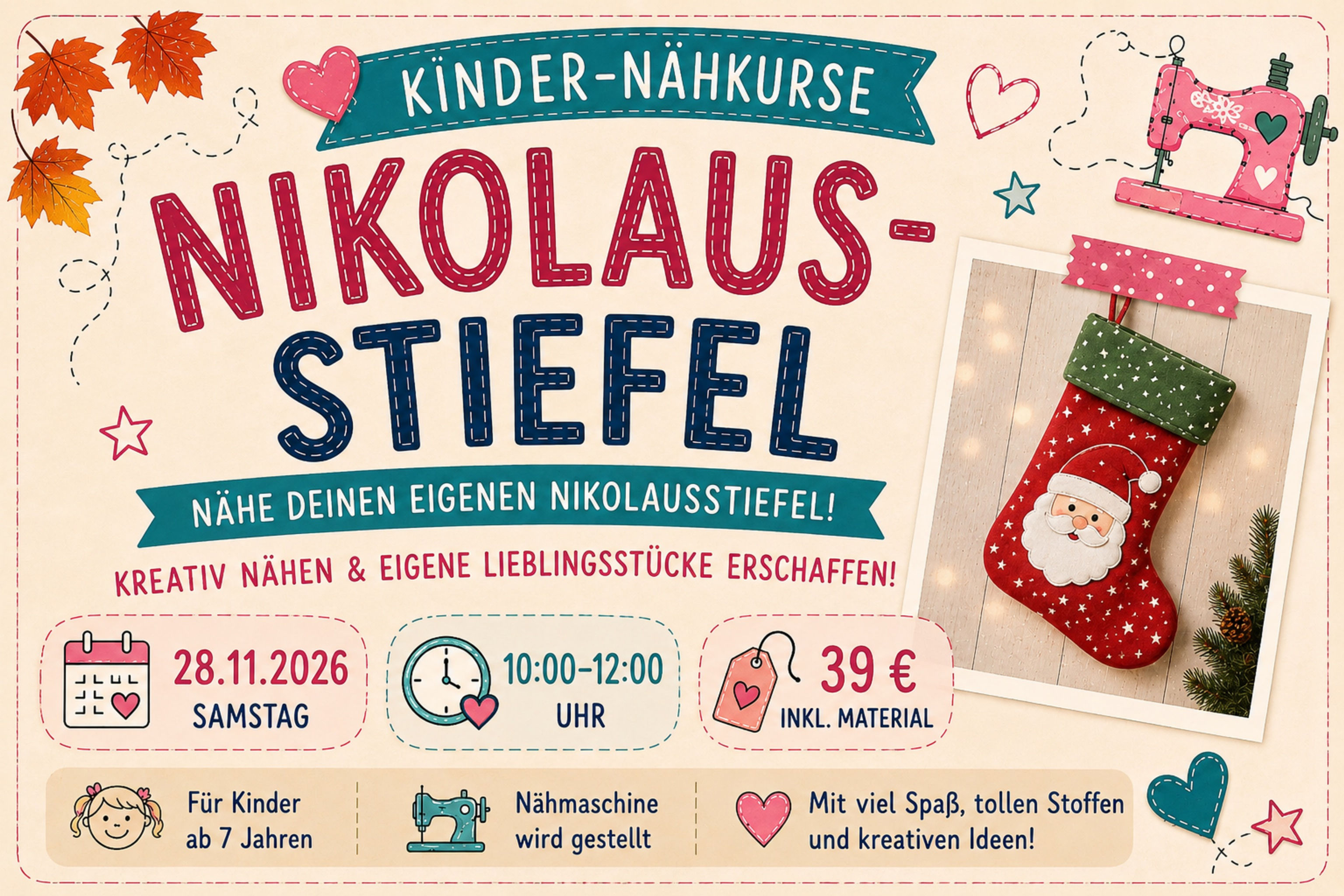 Kindernähkurs Nikolausstiefel, 28.11.26