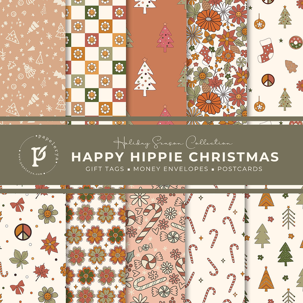 Happy Hippie Christmas Gift Tags