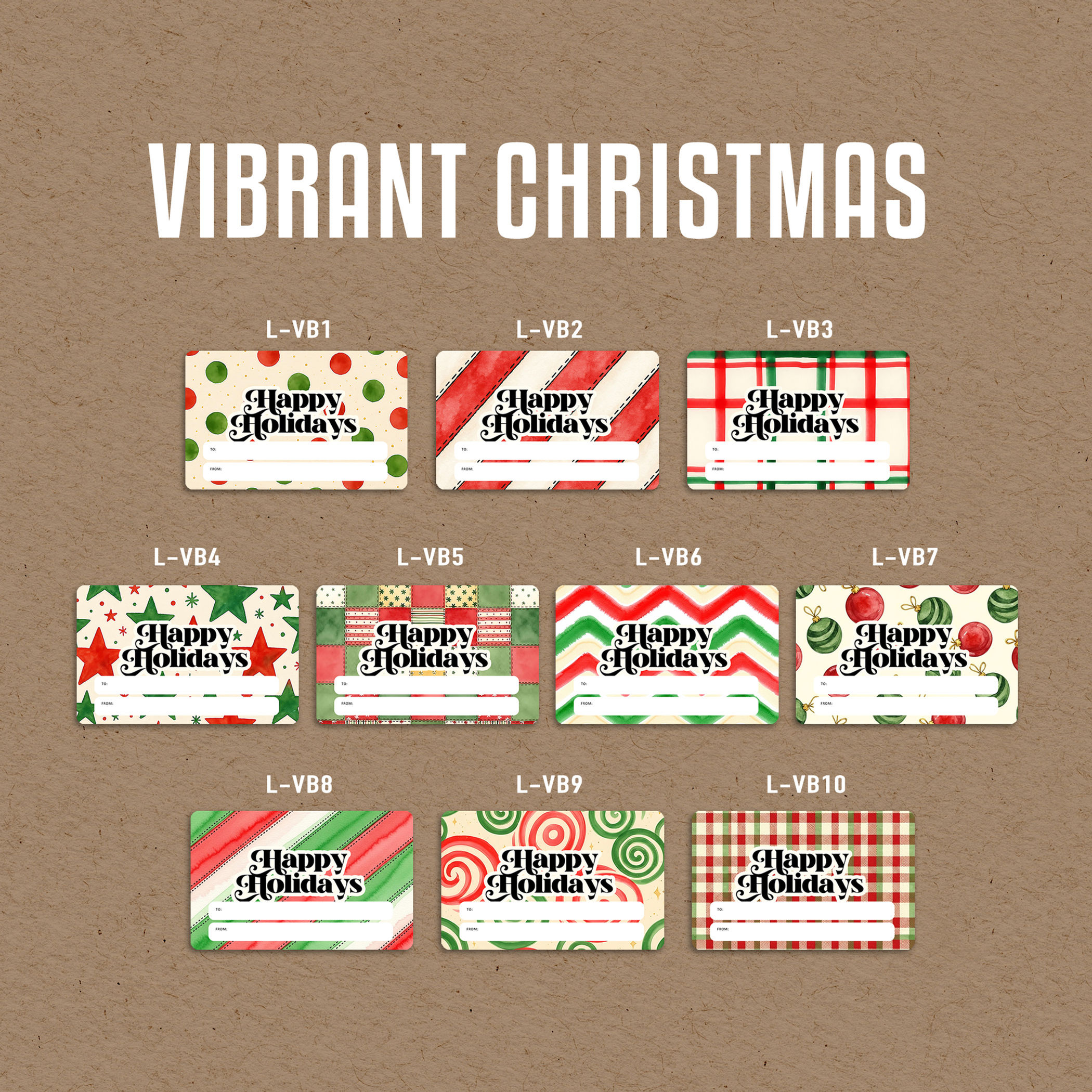 Vibrant Christmas 1-10 (Landscape) Gift Tags