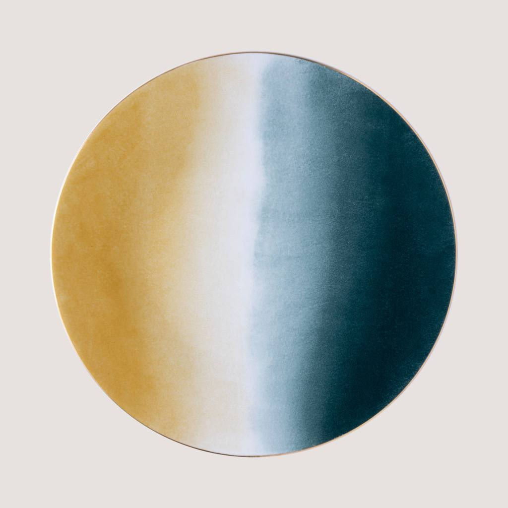 Tie Dye Presentation Plate, D 30,5 cm, Metallique/Vert Forêt