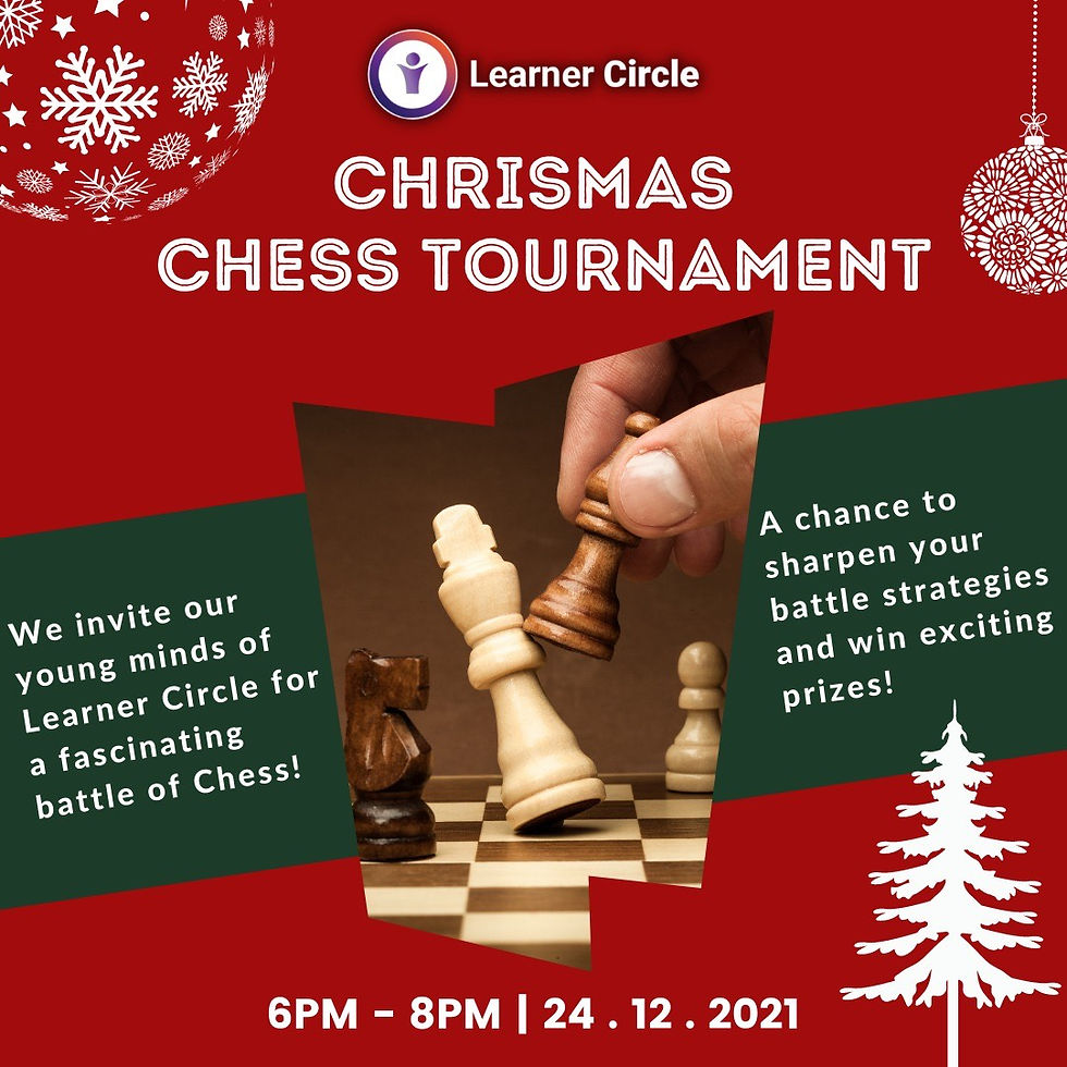 A poster on the Chess Tournament. Text on details of the tournament